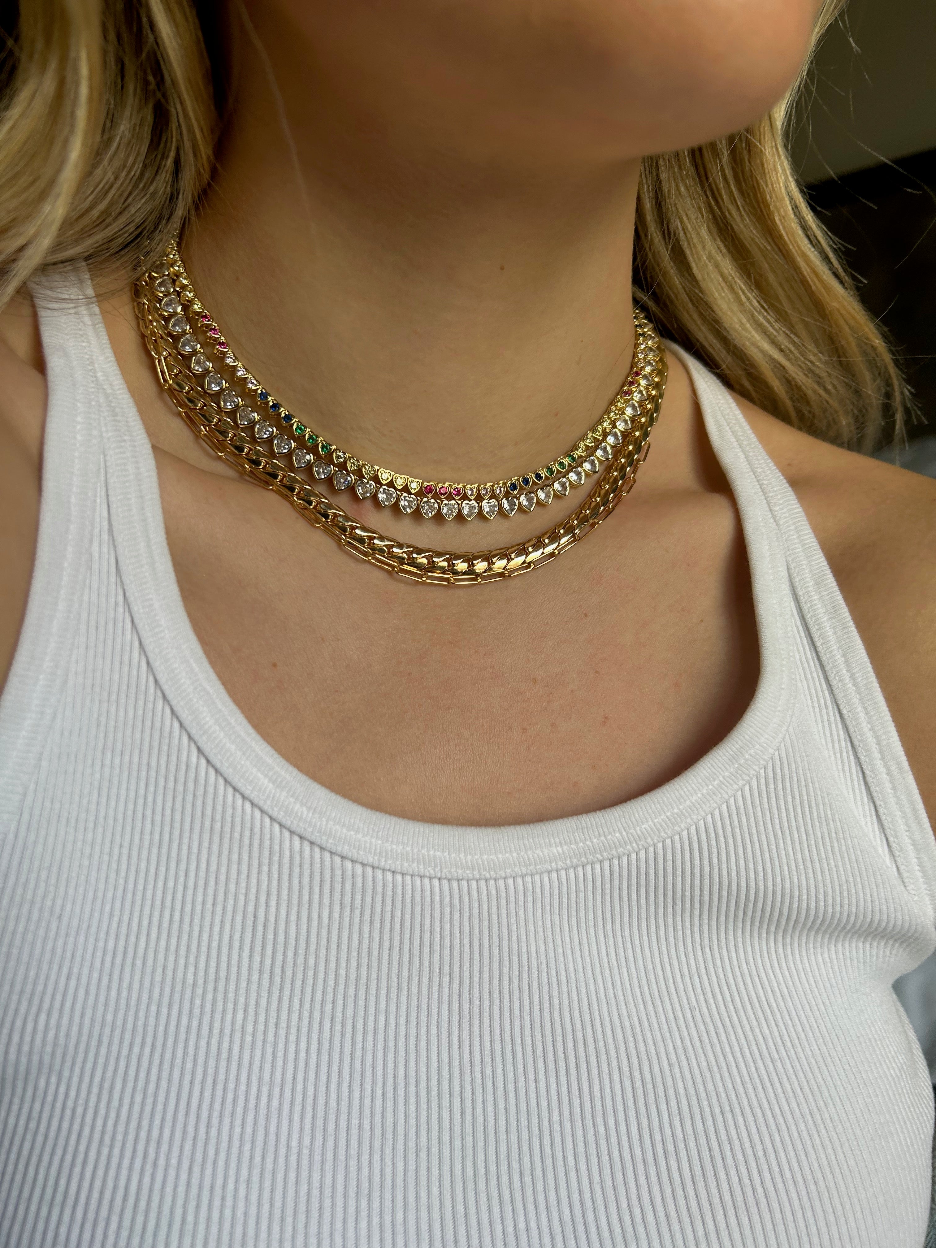 Tennis Heart Necklace – 18k Gold Fill – Eight Five One Jewelry