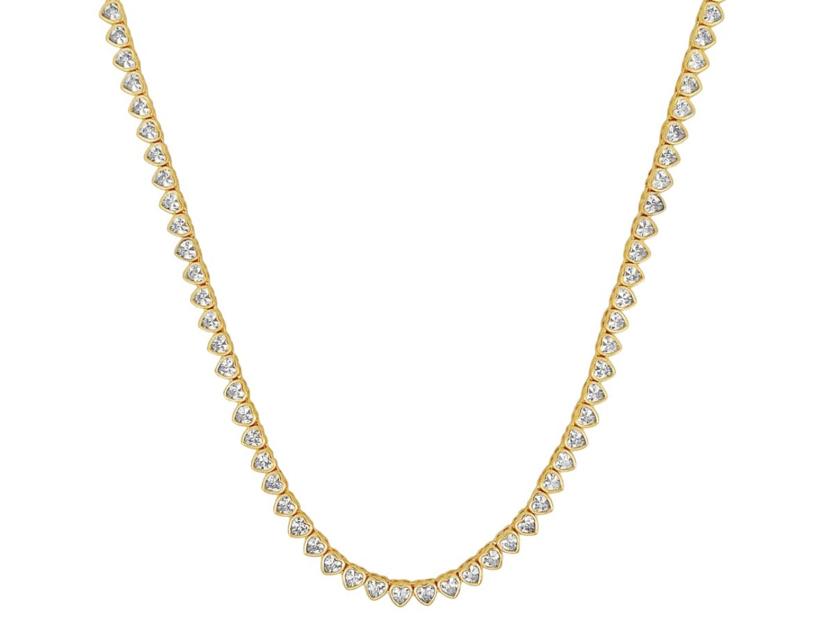 Tennis Heart Necklace – 18k Gold Fill – Eight Five One Jewelry