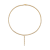 Tennis Lariat Necklace in 14k gold fill with white sapphires, featuring a vertical drop design.