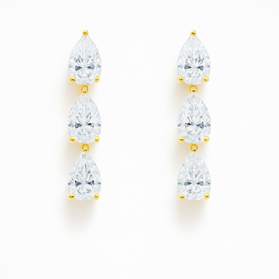 Triple Pear Stud Earrings