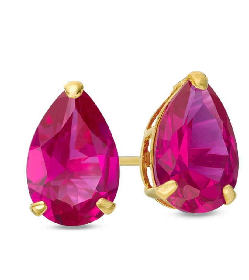 Ruby Pear Studs