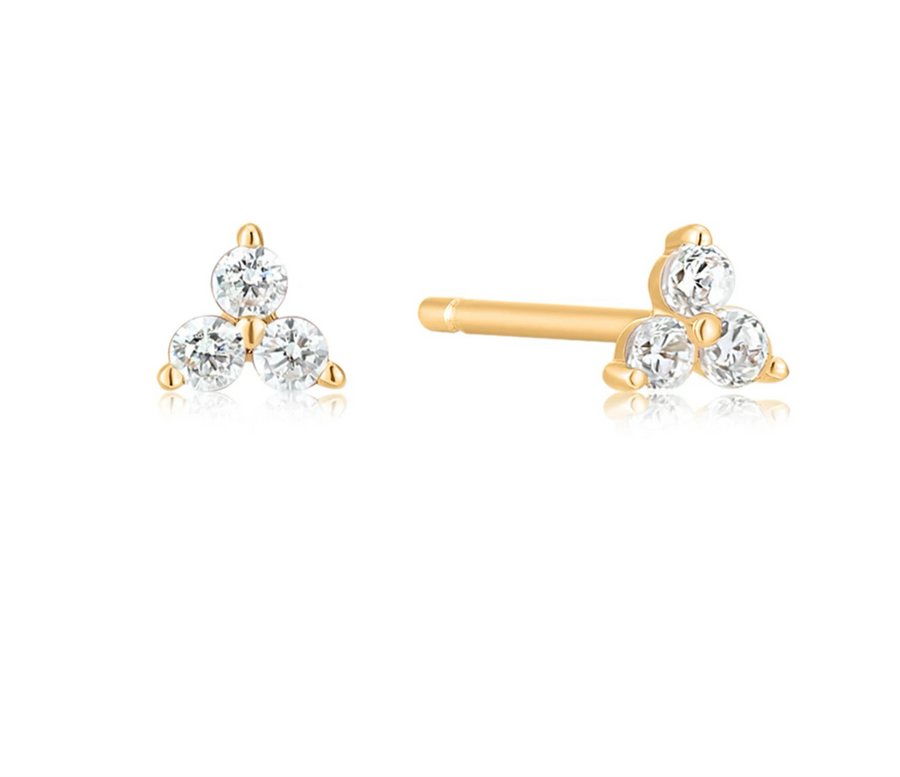 Solid gold diamond studs