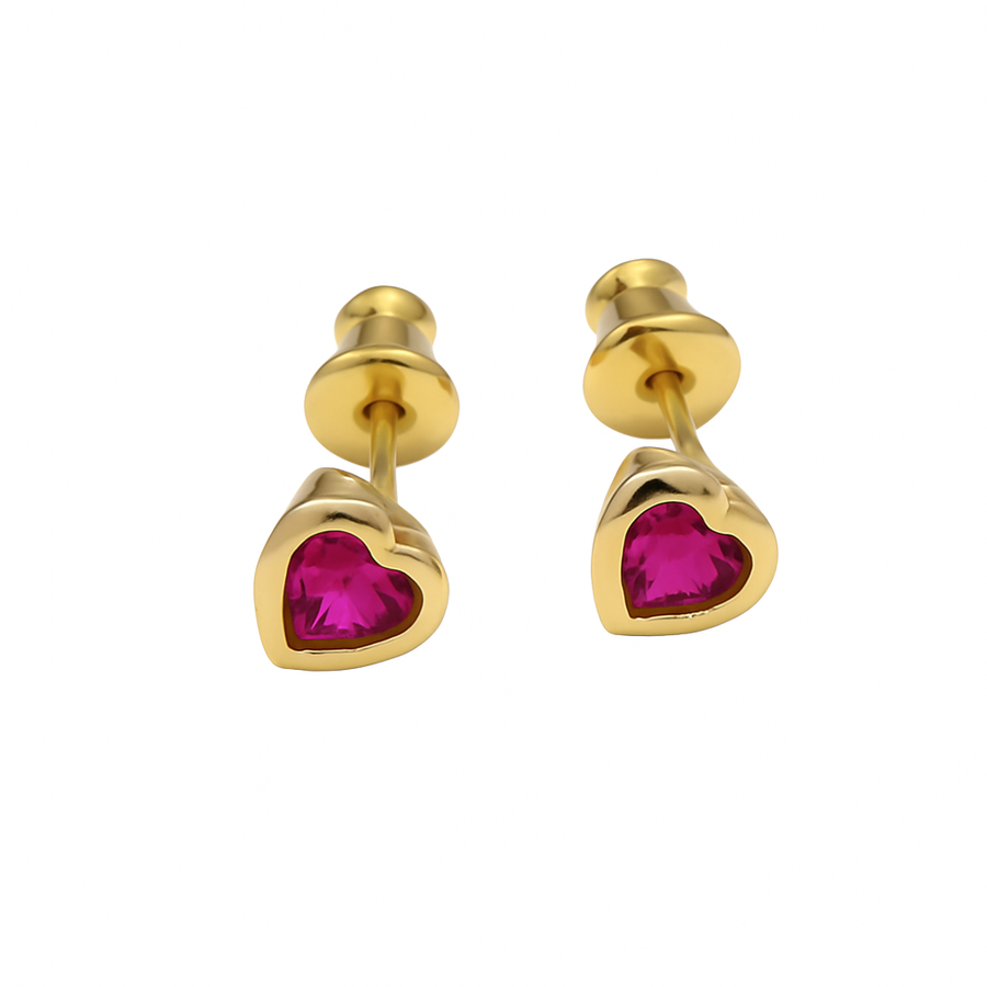 Ruby Heart Studs