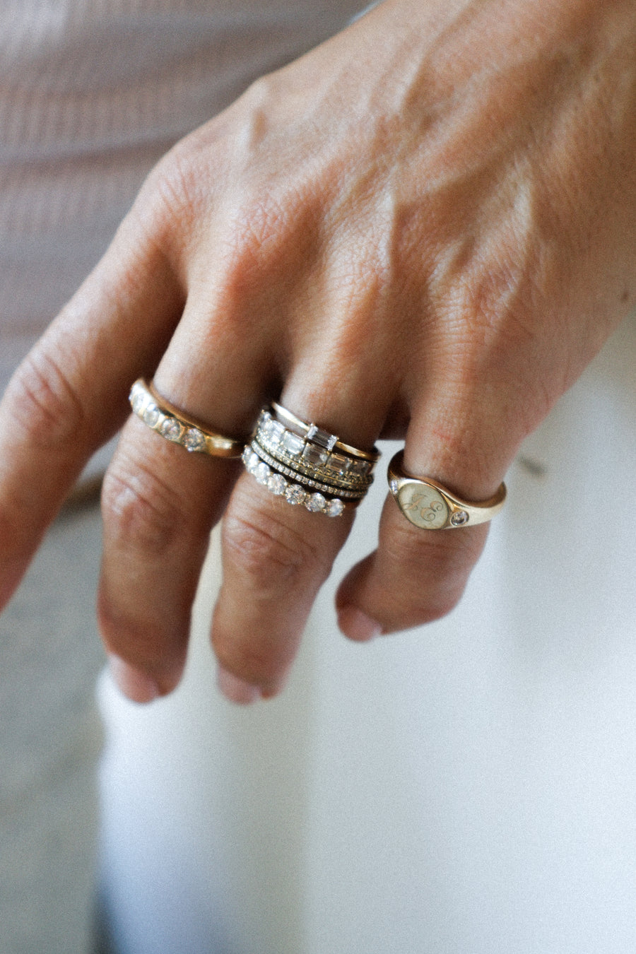 Solid Gold and Diamond Signet Ring