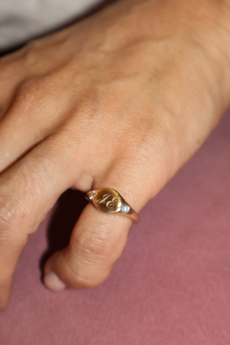 Solid Gold and Diamond Signet Ring