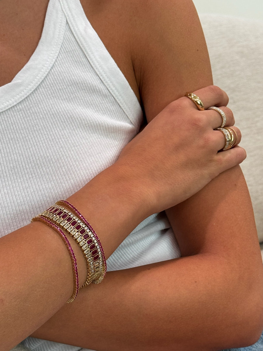 Half Ruby Baguette Tennis Bracelet