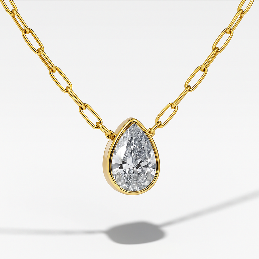 Pear Bezel Necklace