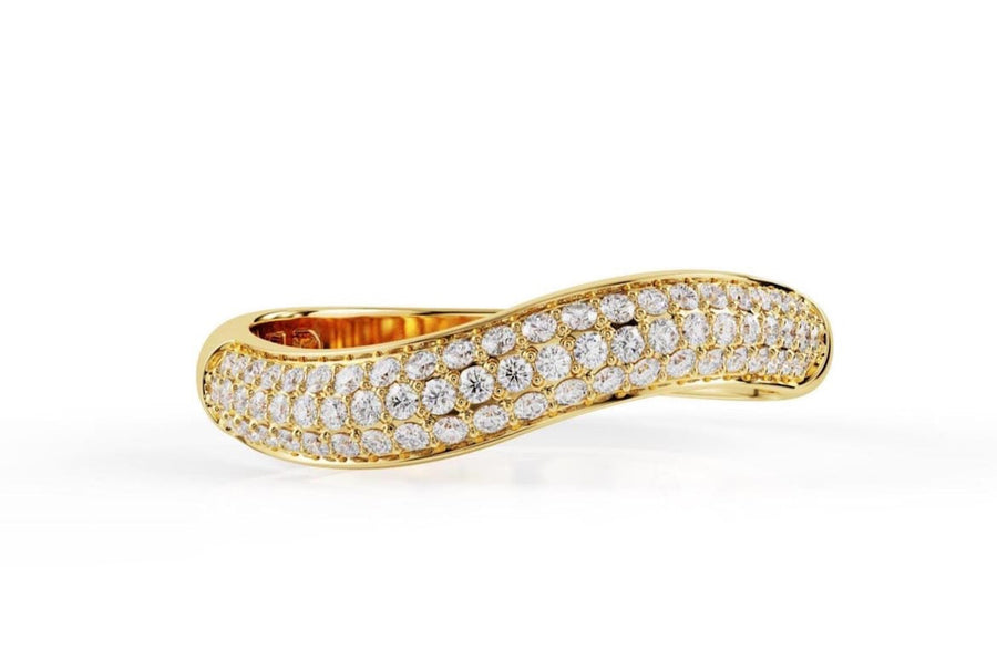 Gold Wave Pavé Diamond Band