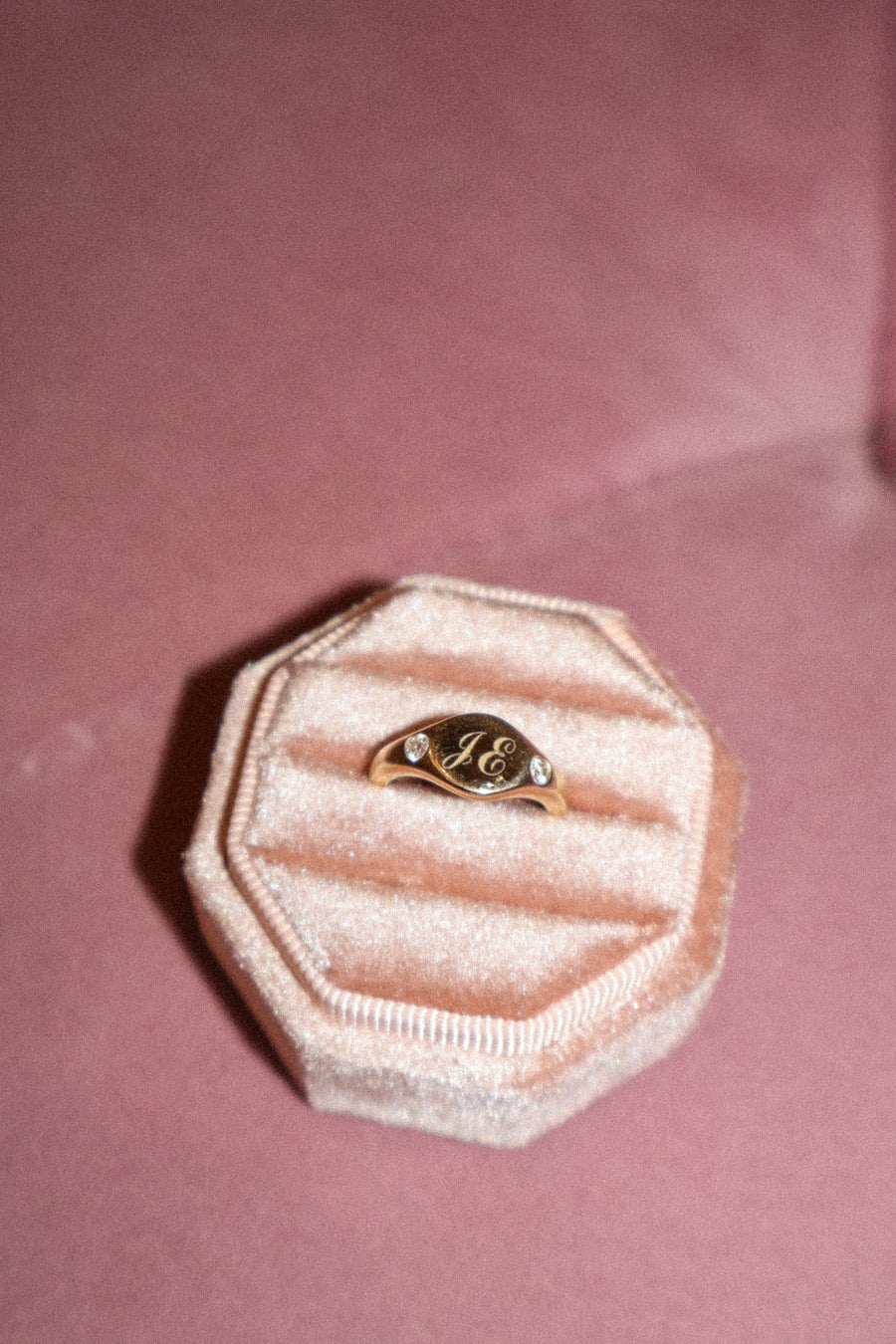 Solid Gold and Diamond Signet Ring