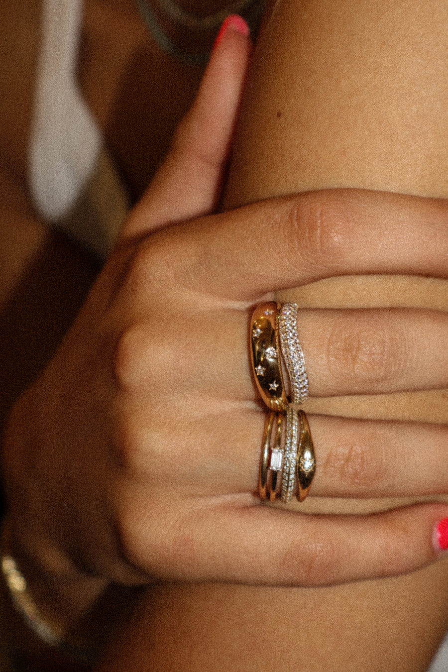 Gold Wave Pavé Diamond Band