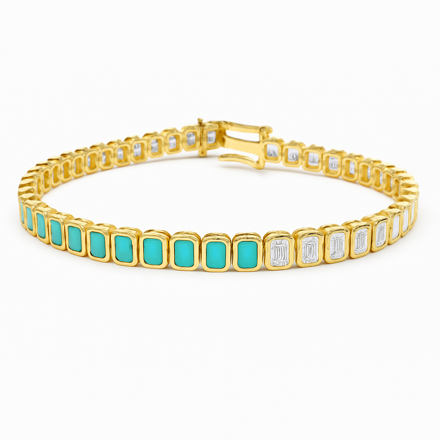 Half Turquoise Baguette Tennis Bracelet