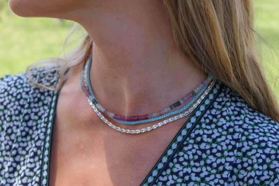 Oval Tennis Necklace - Gold
