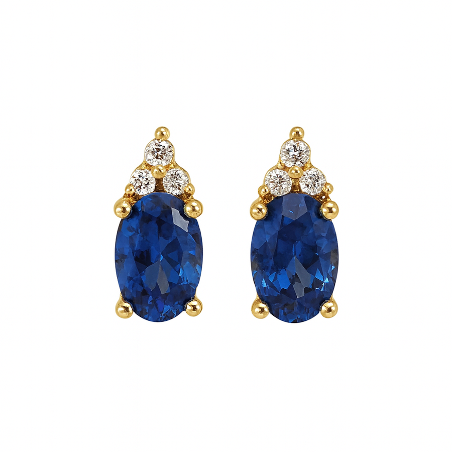 Blue Sapphire Gemstone Studs-14k Gold Fill