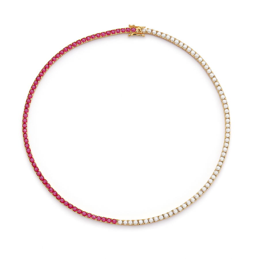Classic Tennis Necklace Half Ruby