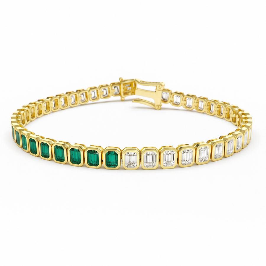 Half Emerald Baguette Tennis Bracelet