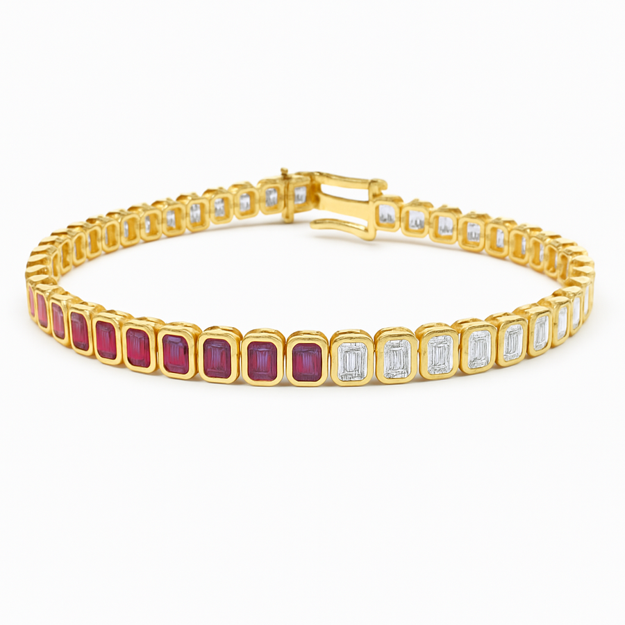 Half Ruby Baguette Tennis Bracelet