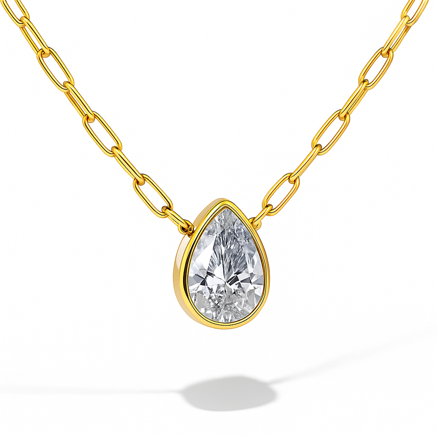 Pear Bezel Necklace