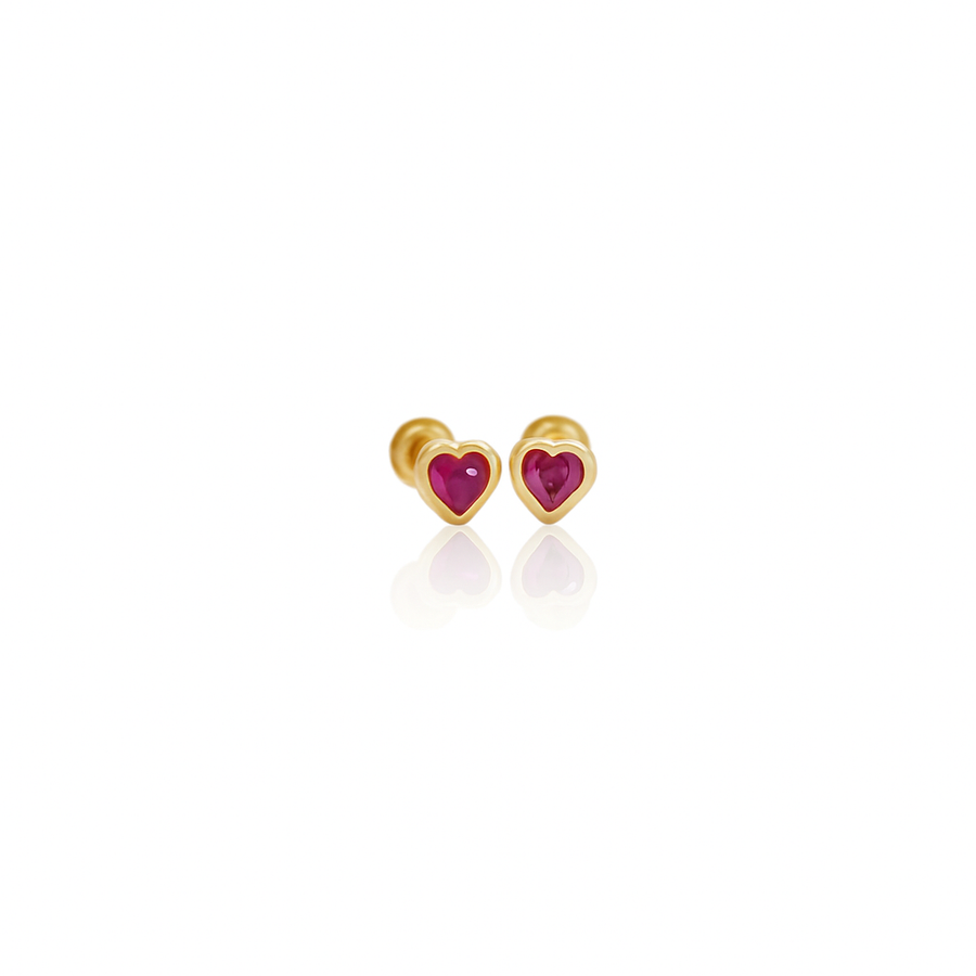 Ruby Heart Studs