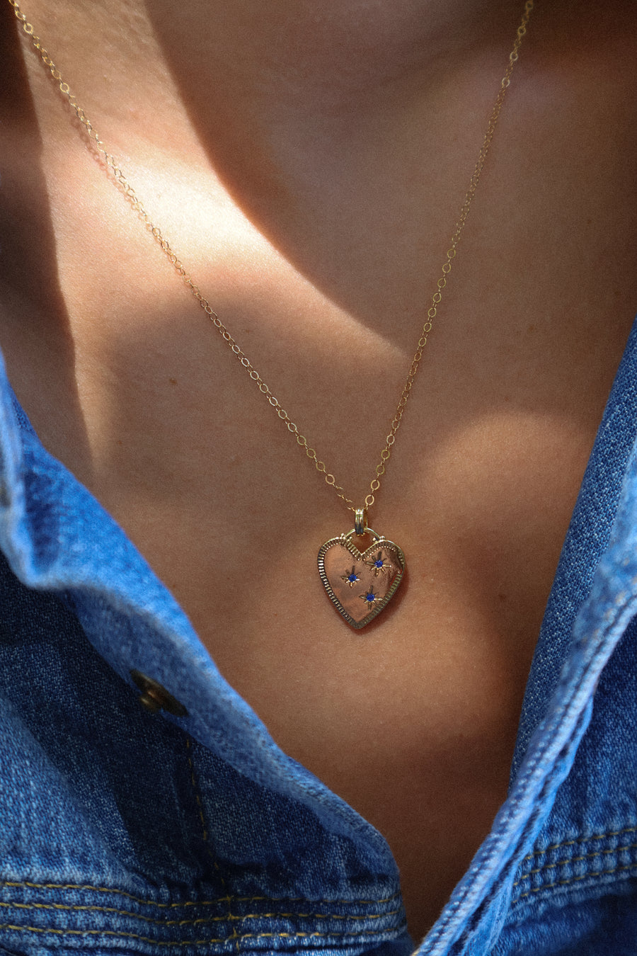 Blue Sapphire Heart Necklace – 14K Gold Fill