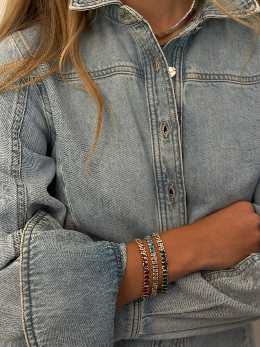 Half Turquoise Baguette Tennis Bracelet