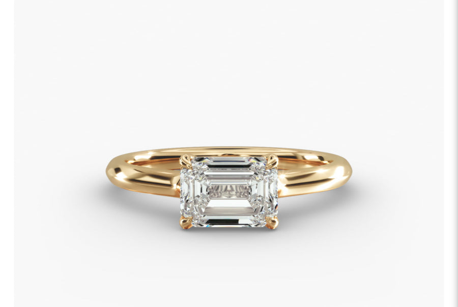 East West Emerald Cut Solitaire