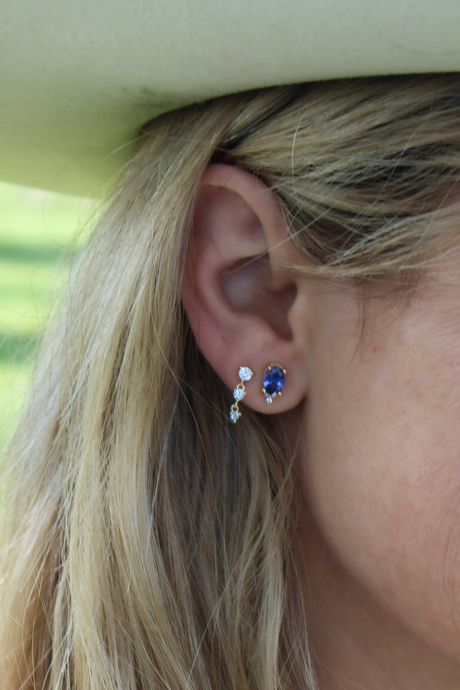 Blue Sapphire Gemstone Studs-14k Gold Fill