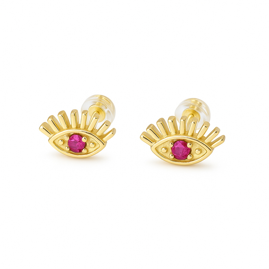 Ruby Evil Eye Studs