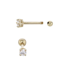 Solid Gold and Diamond Screw Back Studs