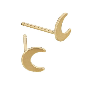Solid Gold Moon Studs