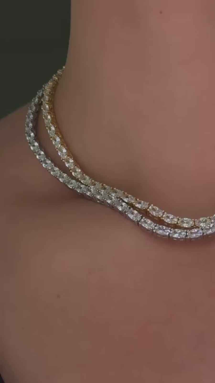 Oval Tennis Necklace - Gold