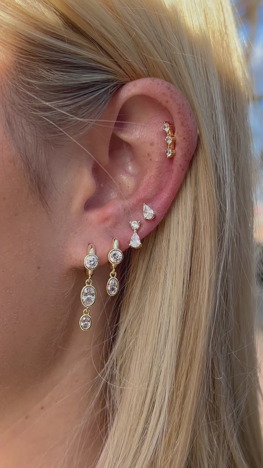 Pear White Sapphire studs