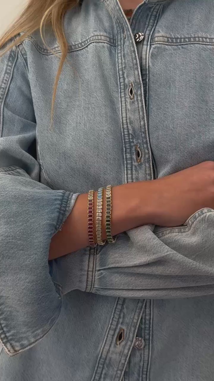 Half Ruby Baguette Tennis Bracelet