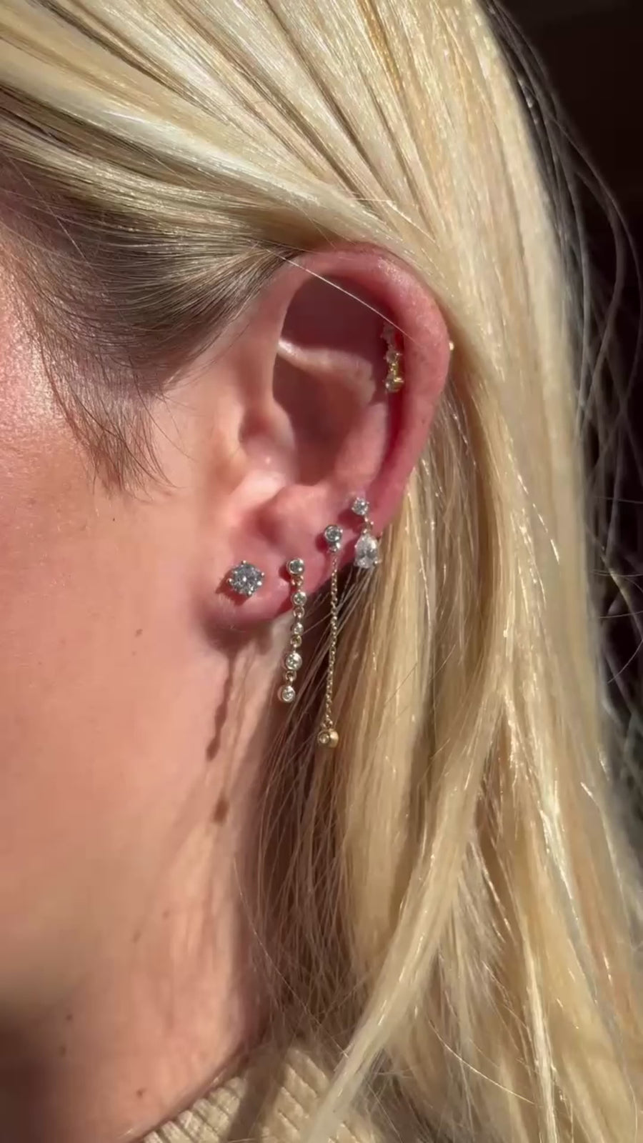 White Sapphire Drop Studs